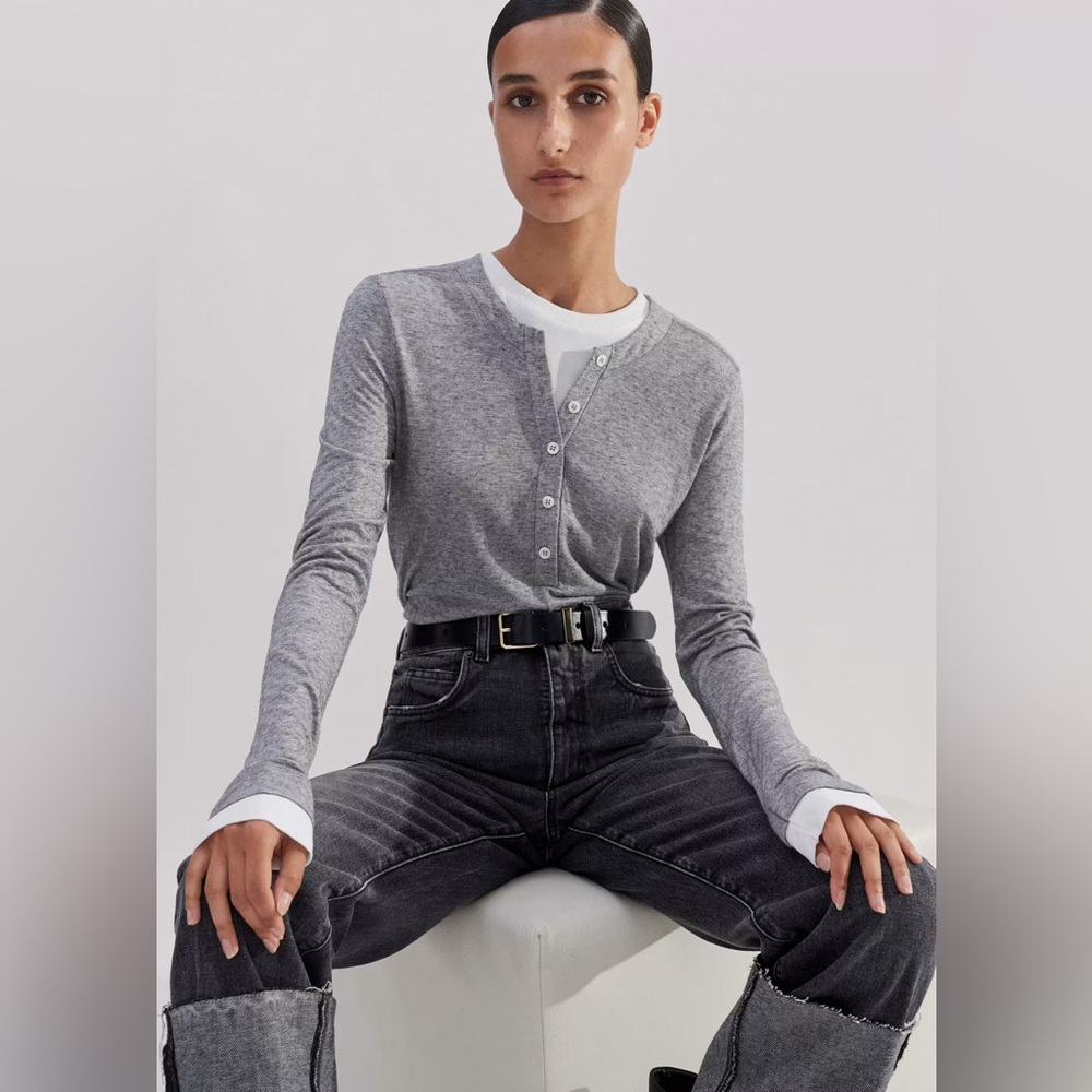 ME+EM grey double layer long sleeve top